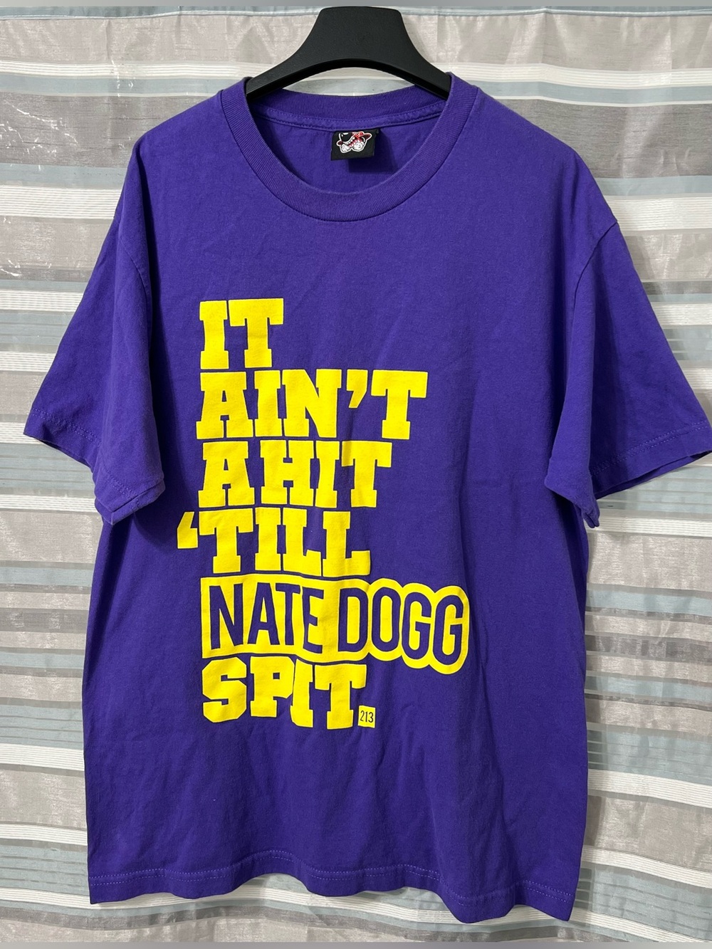 Nate Dogg Statement Purple Graphic Tee - Bold Yellow Print